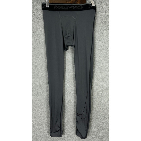 Nike Pro Compression Tights Pants Mens Medium Gray‎ Base Layer Outdoors Gym Logo - Picture 1 of 9